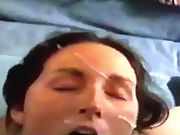 Whore wifey sucking a cock for jizz on her face 2